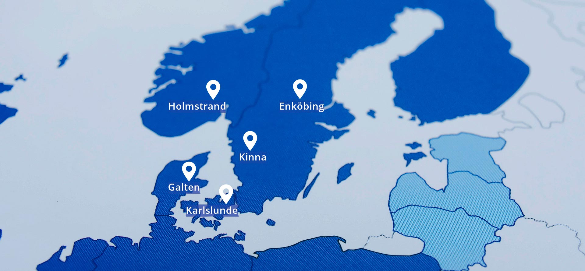 Landkort over Sverige, Norge og Danmark, der viser, hvor du kan tage kontakt til STYREG